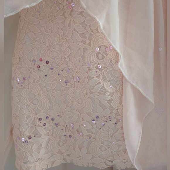 Knitworks Hi Low Halter Top Sleeveless Sequin Peach Color Dress Size 12 - Picture 11 of 13